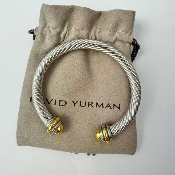 David Yurman 7mm Cable Classics Bracelet Gold Dome with 14K Yellow Gold - Picture 6 of 6